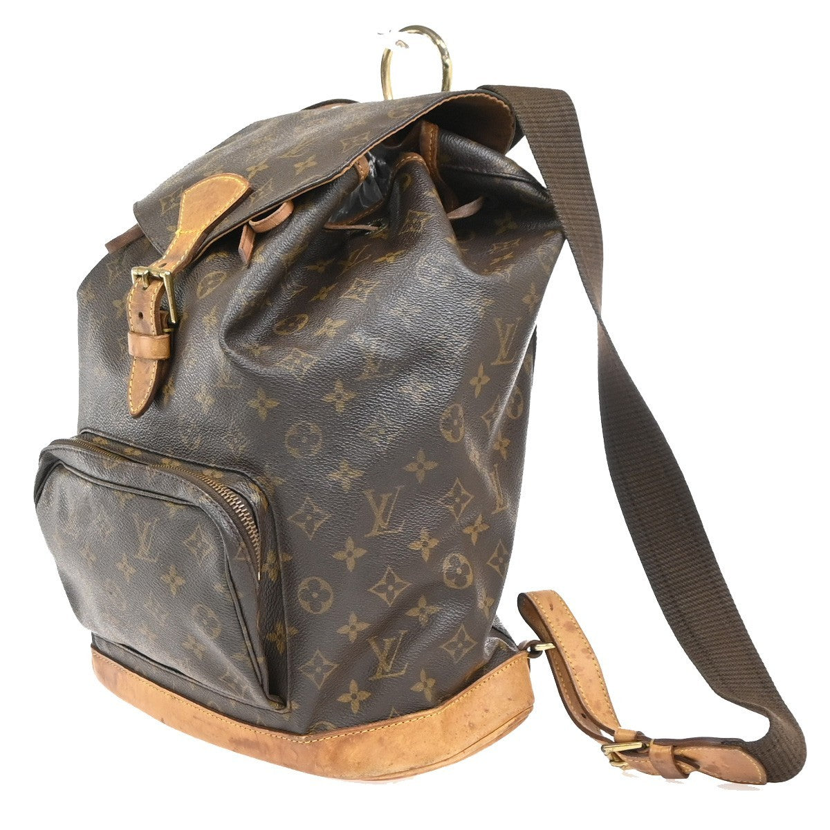 LOUIS VUITTON Montsouris GM Backpack Bag Monogram Leather Brown M51135 72CA811