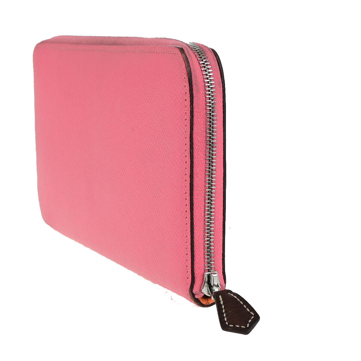 HERMES Azap Classique Long Zipper Wallet Silk In Epsom Rose Azaalee SHW 35YG473