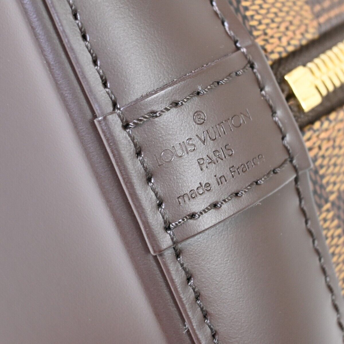 LOUIS VUITTON LV Logo Alma Hand Bag Damier Ebene Leather Brown N51131 667RJ743