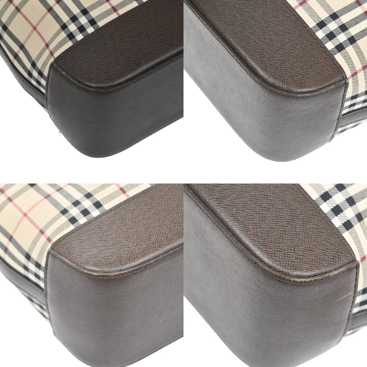 BURBERRY Logo Nova Check Shoulder Tote Bag Canvas Leather Beige Brown 65TA197