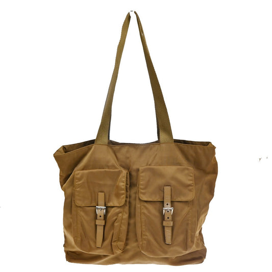 PRADA MILANO Shoulder Bag Nylon Canvas Leather Brown GHW Italy 62TA707