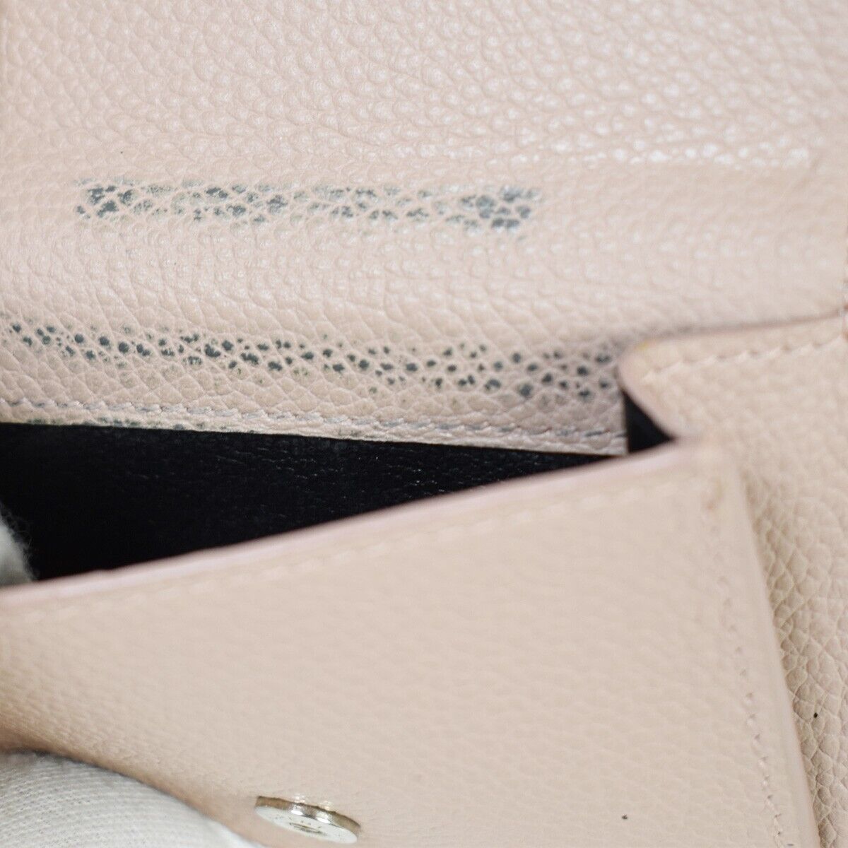 SAINT LAURENT YSL Logo Trifold Wallet Purse Leather Pink Beige Italy 05JH713