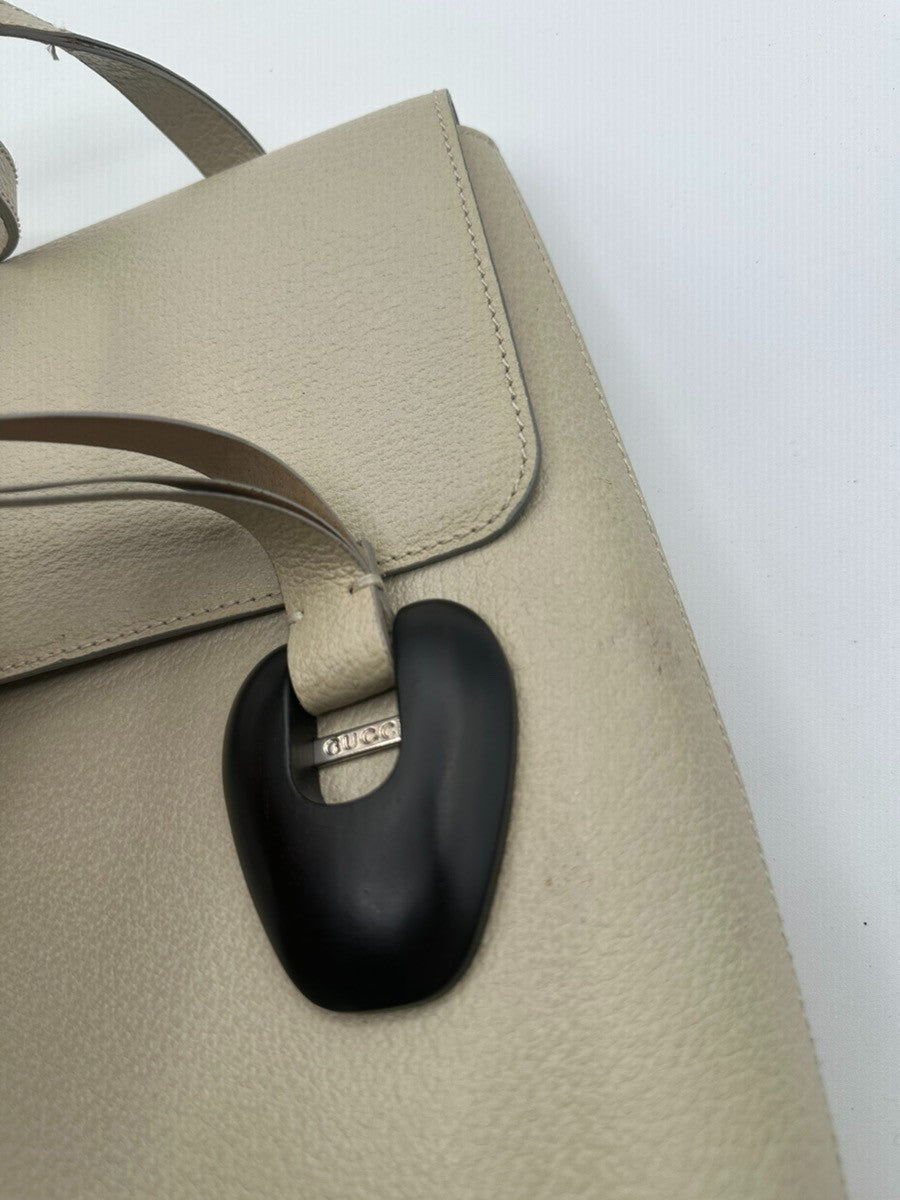 GUCCI Logo GG Pattern Shoulder Hand Bag Leather Suede White 05CA481
