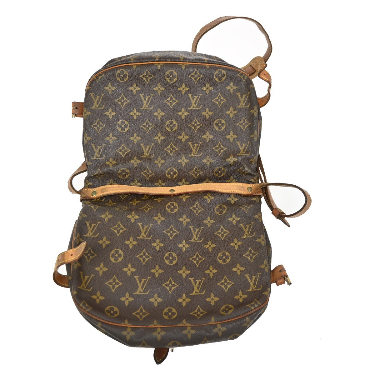LOUIS VUITTON Logo Saumur 30 Shoulder Bag Monogram Leather Brown M42256 35ZA261