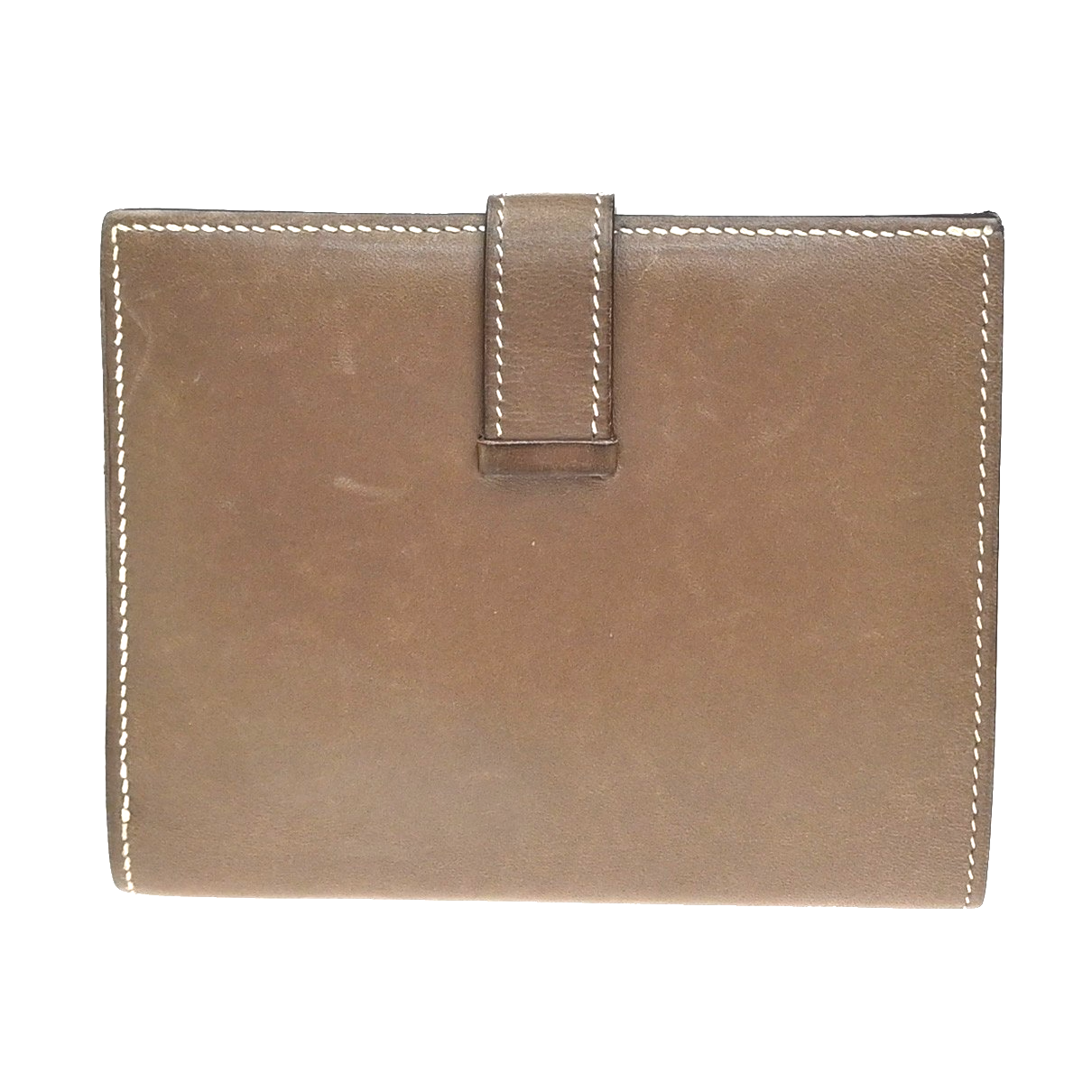 HERMES H Logo Bearn Compact Bifold Wallet Purse Swift Leather Brown SHW 87RQ018
