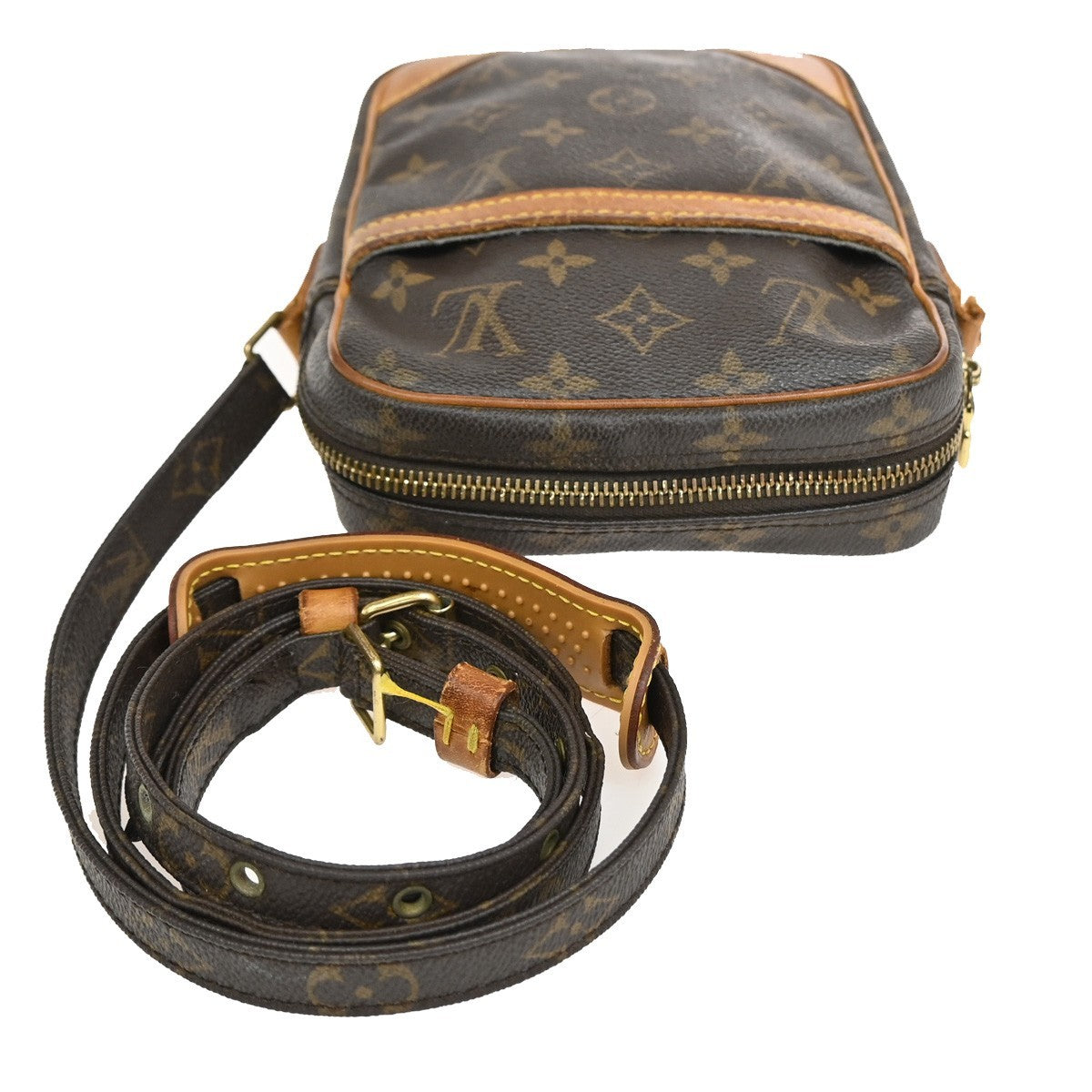 LOUIS VUITTON Danube Shoulder Bag Monogram Leather Brown France M45266 67PA042