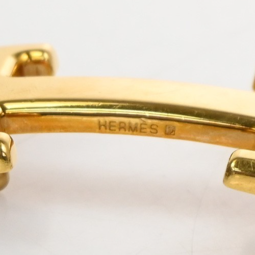 HERMES Logo Constant Reversible Buckle Belt Size 65 Leather Black BN GHW 34RL984