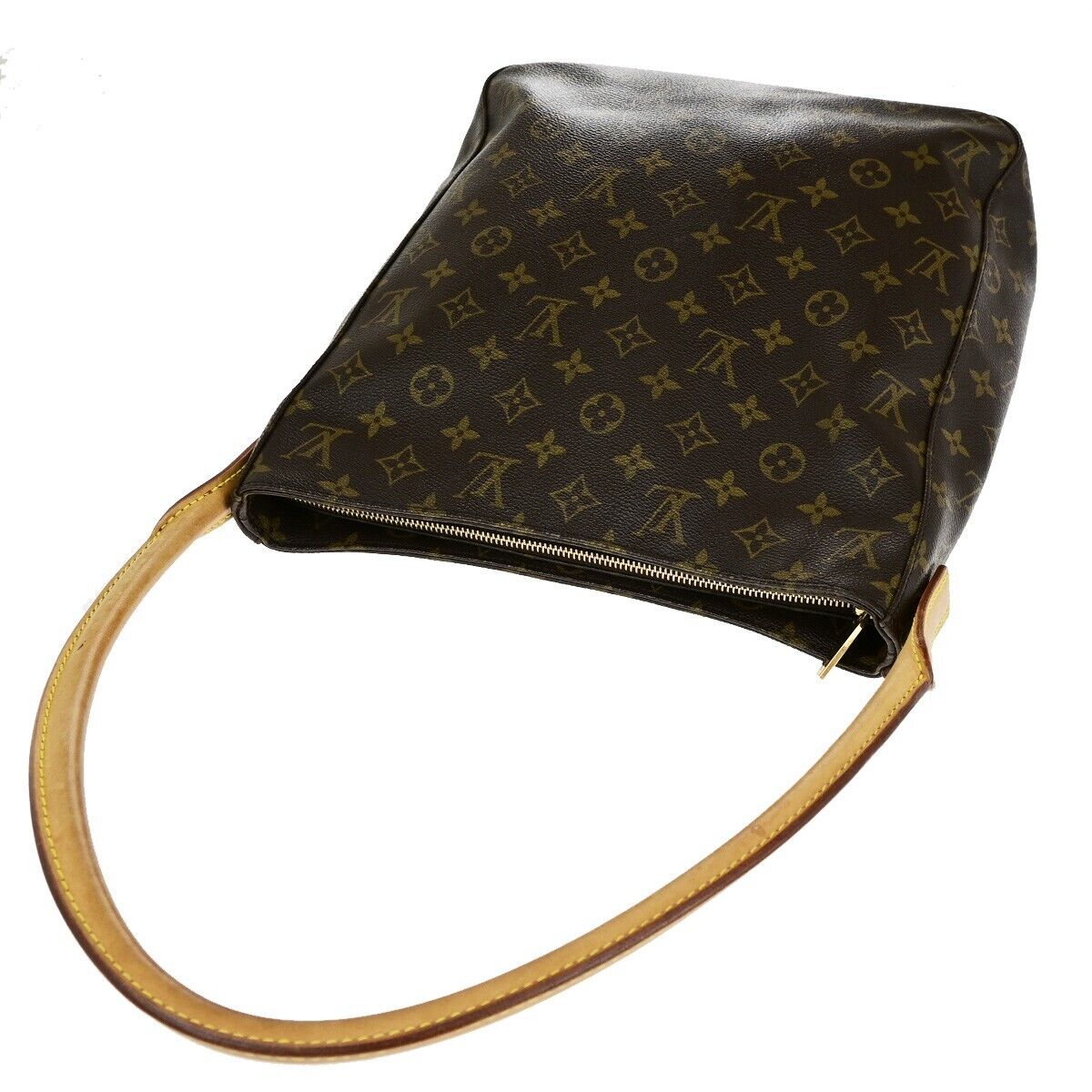 LOUIS VUITTON Logo Looping GM Shoulder Bag Monogram Leather Brown M51145 84ED412