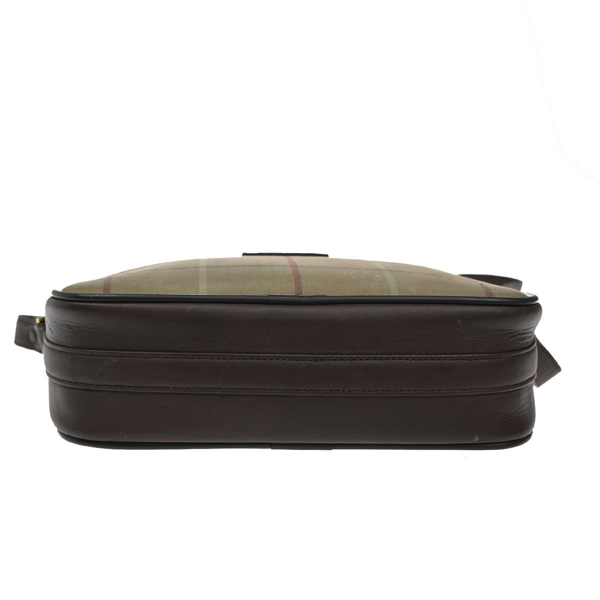 Burberrys Logo Shoulder Bag Check Canvas Leather Brown GHW 05KP098