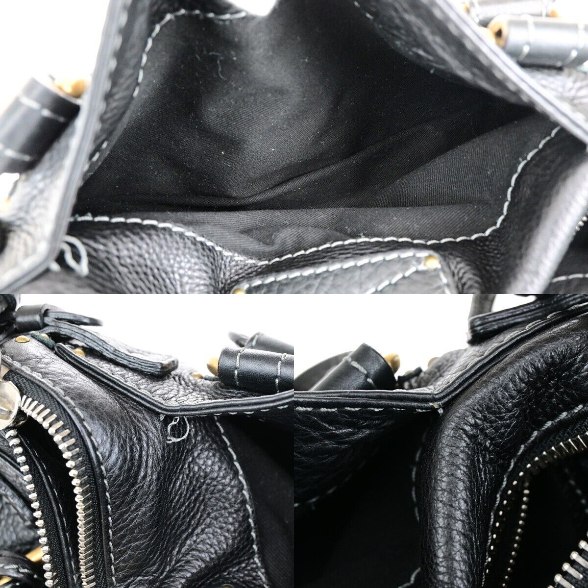 CHLOE Logo Paddington Shoulder Hand Bag Leather Black GHW Italy 38RK781