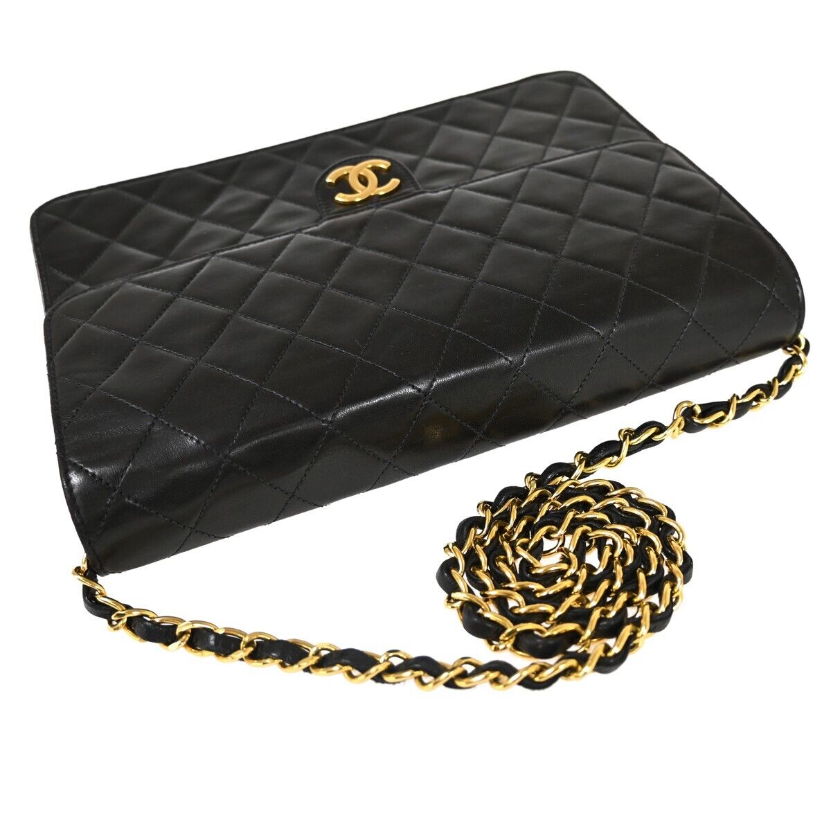 CHANEL CC Matelasse 25 Chain Shoulder Bag Leather Black GHW Vintage 880RJ063