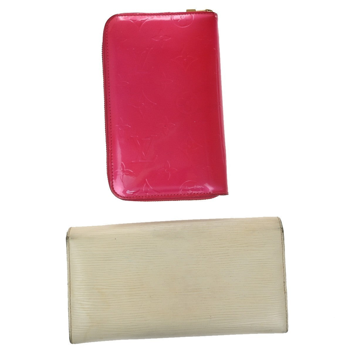 LOUIS VUITTON 2 Set Bifold Zipper Wallet Monogram Vernis Epi Pink White 60TA459