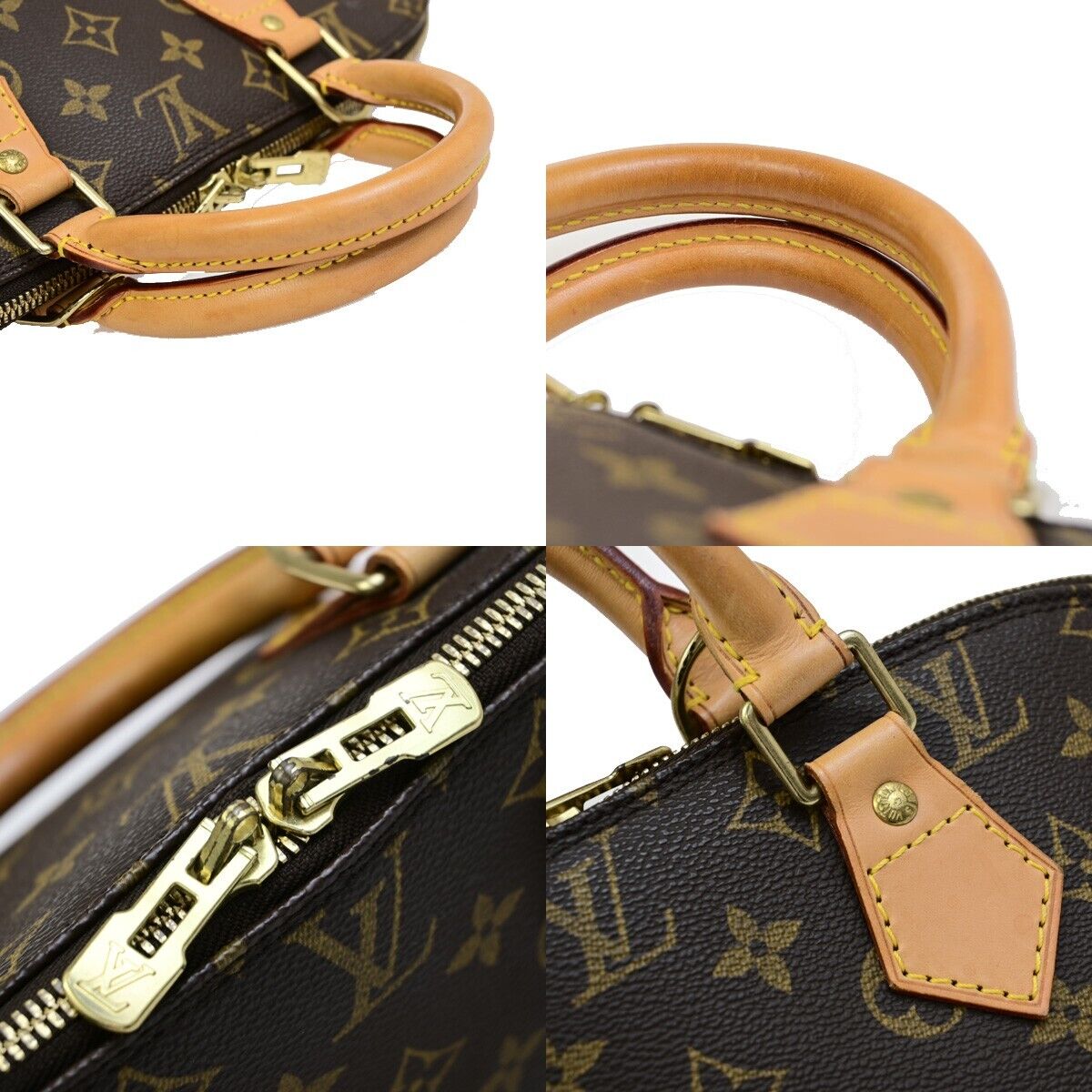 LOUIS VUITTON LV Logo Alma Hand Bag Monogram Leather Brown U.S.A. M51130 38EE047