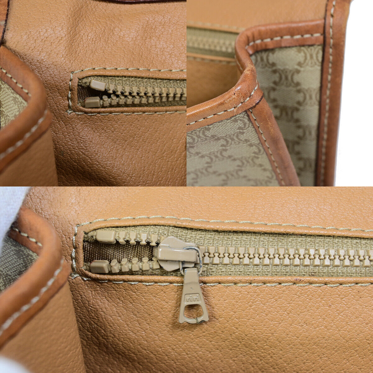CELINE Logo Macadam Pattern Shoulder Tote Bag PVC Leather Brown GHW 62SJ014