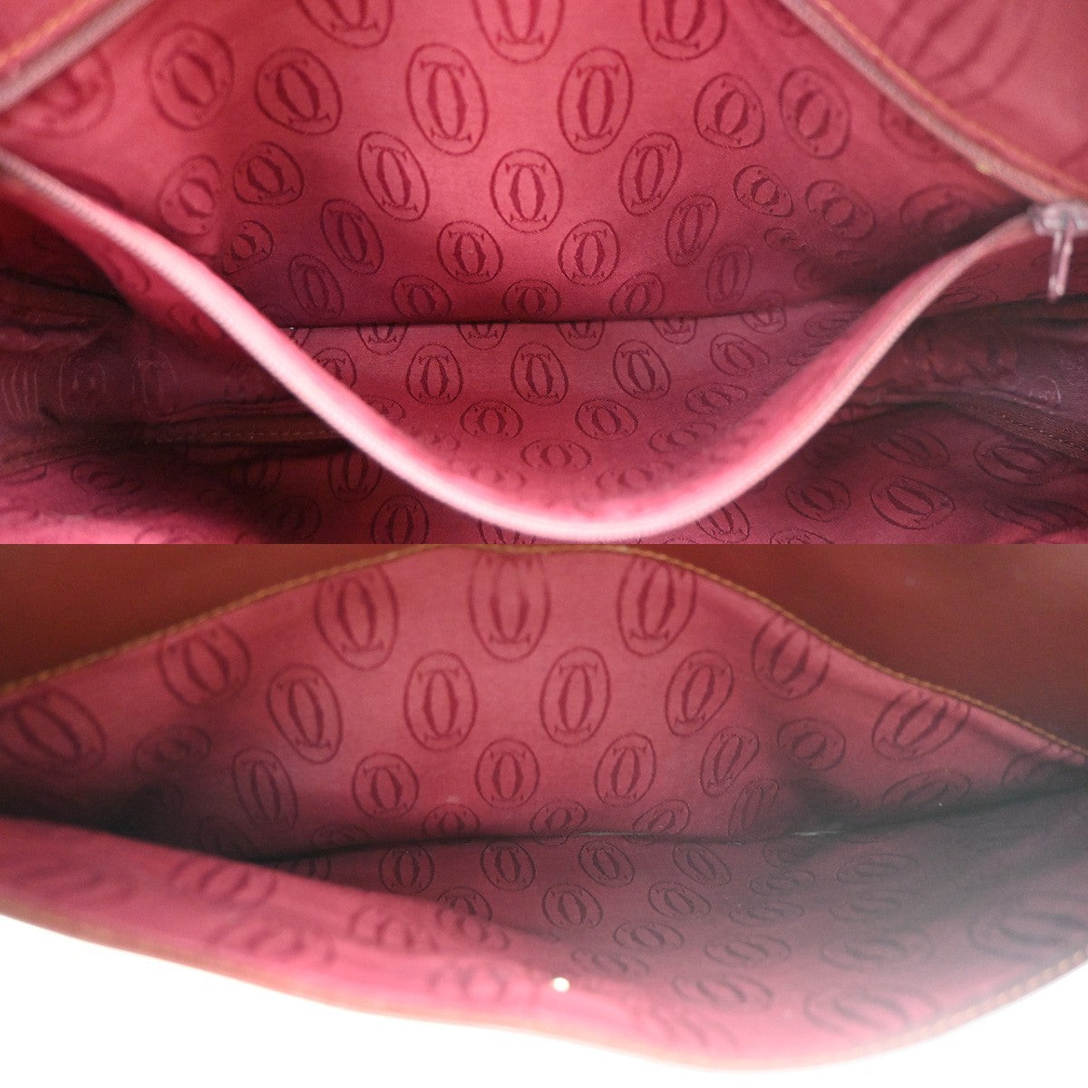 CARTIER Logo Must Line Shoulder Hand Bag Leather Red  Burgundy Italy 67MA134
