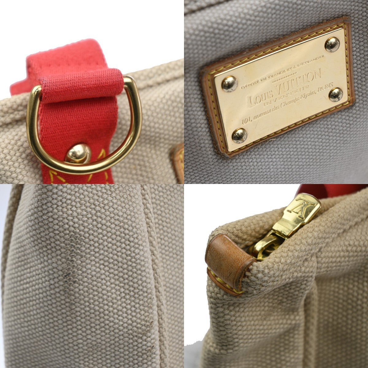 LOUIS VUITTON Cabas MM Shoulder Bag Antigua Canvas Leather Beige M40035 88MA592