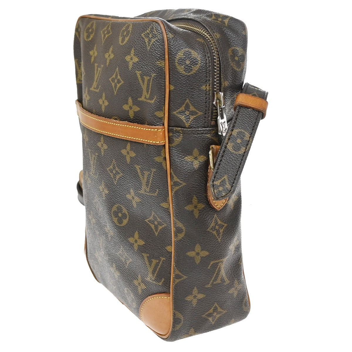 LOUIS VUITTON Logo Danube MM Shoulder Bag Monogram Leather Brown M45264 32CA866