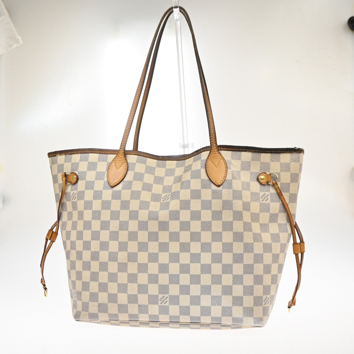 LOUIS VUITTON Neverfull MM Shoulder Bag Damier Azur Leather WE N51107 32MA629