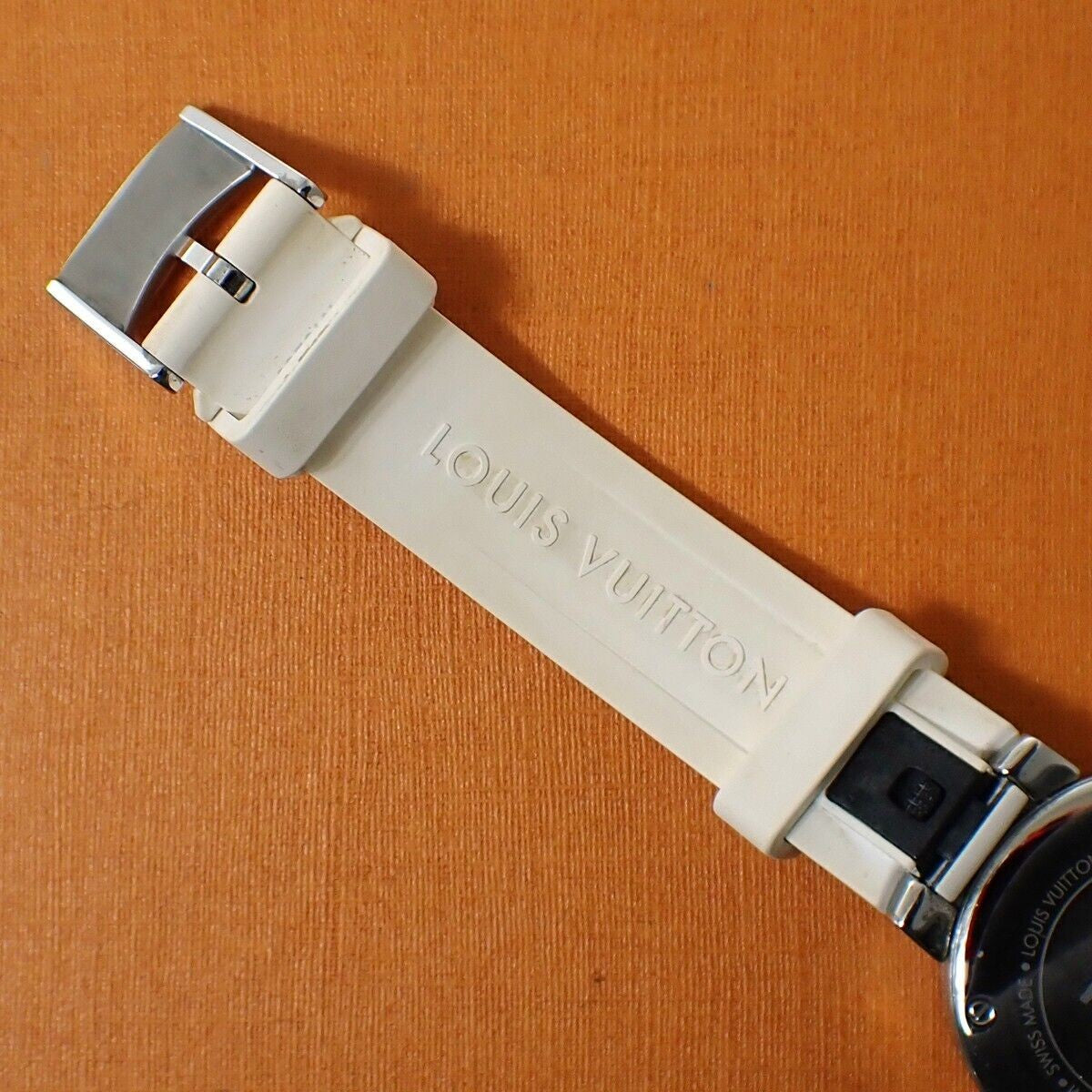 LOUIS VUITTON Tambour Moonstar Quartz Watch Rubber Band White Q8J10 680RH773