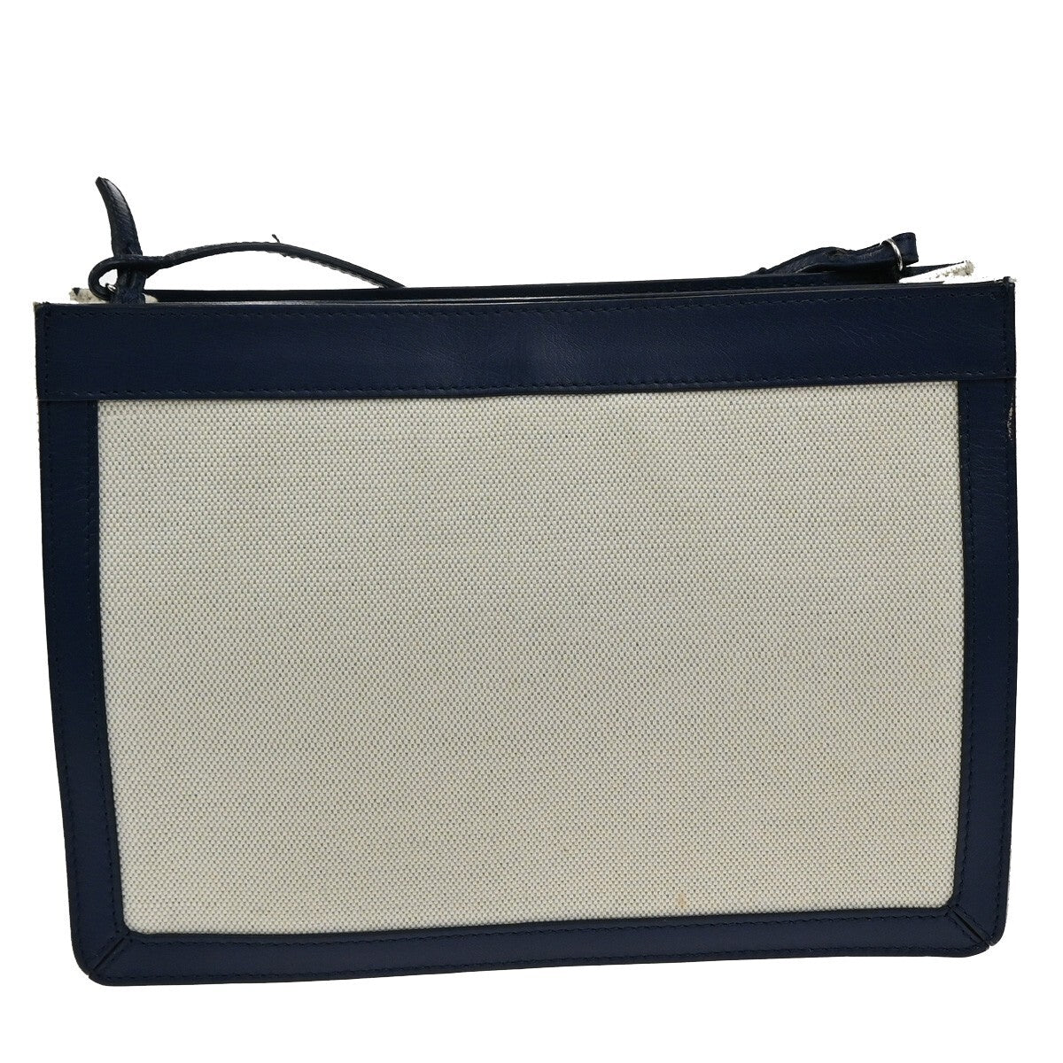 BALENCIAGA Logo 2Way Shoulder Clutch Hand Bag Canvas Leather Beige Blue 85FB718