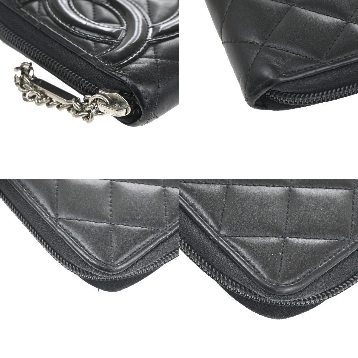 CHANEL CC Cambon Zipper Long Bifold Wallet Purse  Leather Black SHW 62RL580