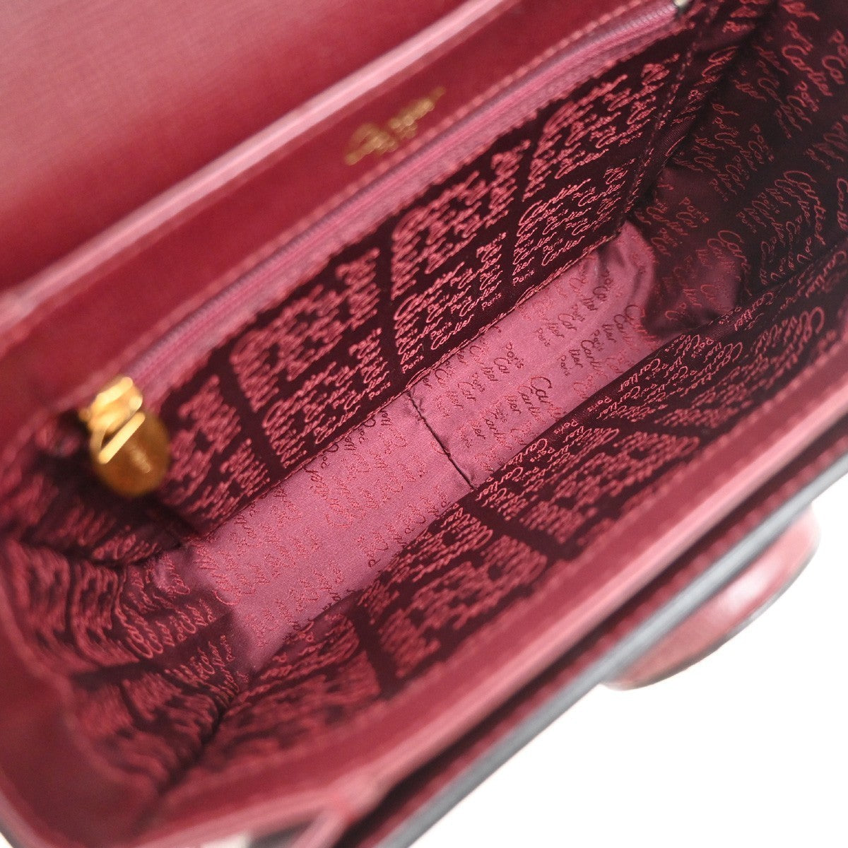 MUST DE CARTIER 2C Logo Shoulder Bag Leather Bordeaux Red GHW Italy 34EG398