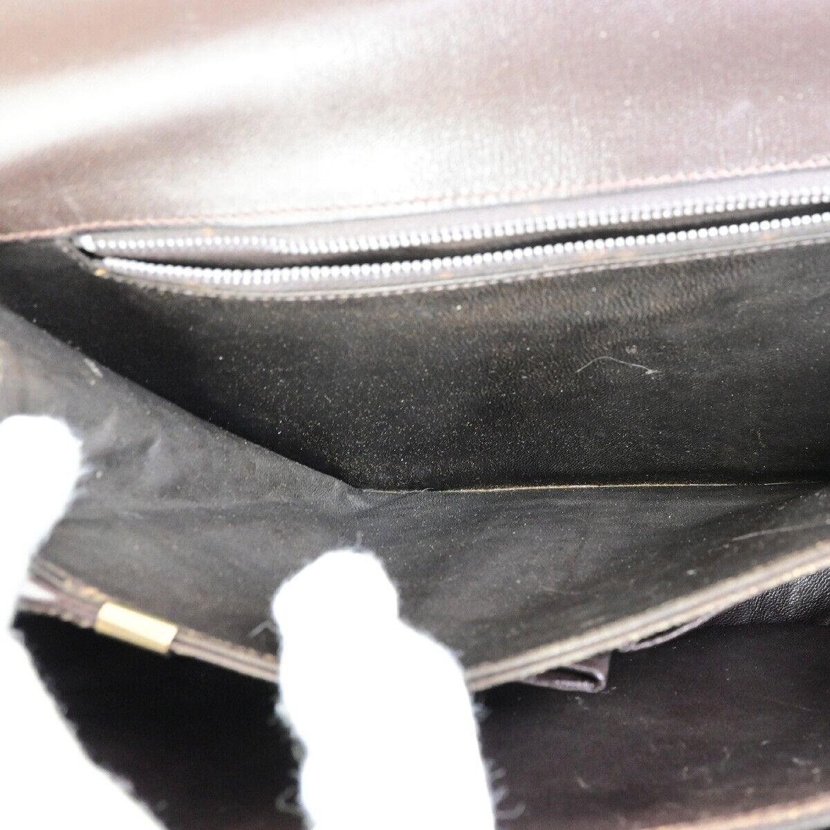 CELINE Logo Crossbody Shoulder Bag Suede Leather Brown GHW 63EC954