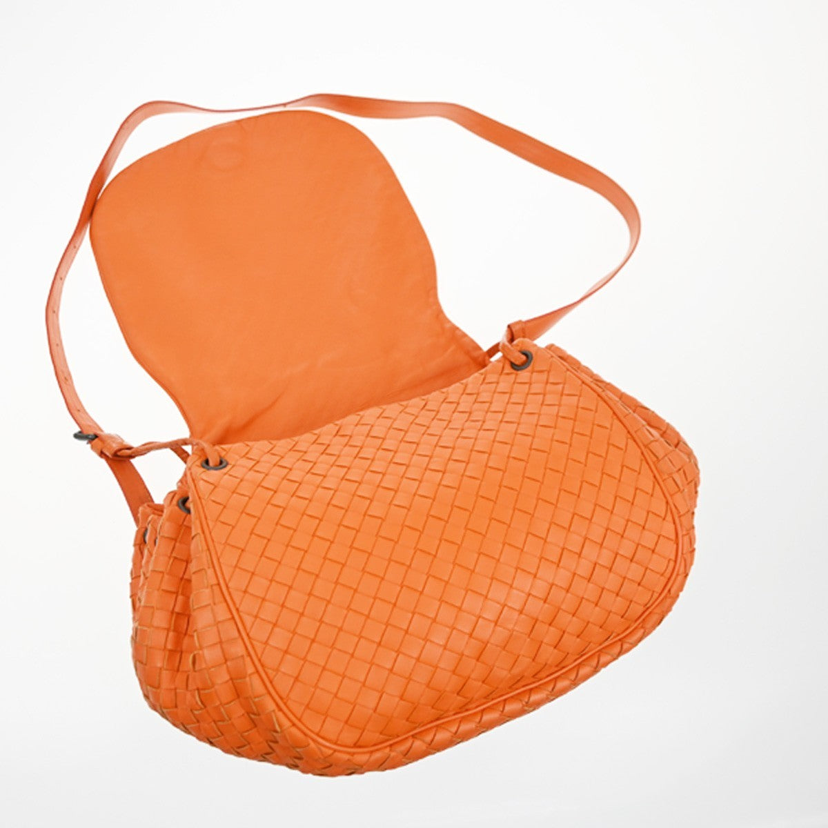 BOTTEGA VENETA Logo Intrecciato Shoulder Hand Bag Leather Orange Italy 95MA530