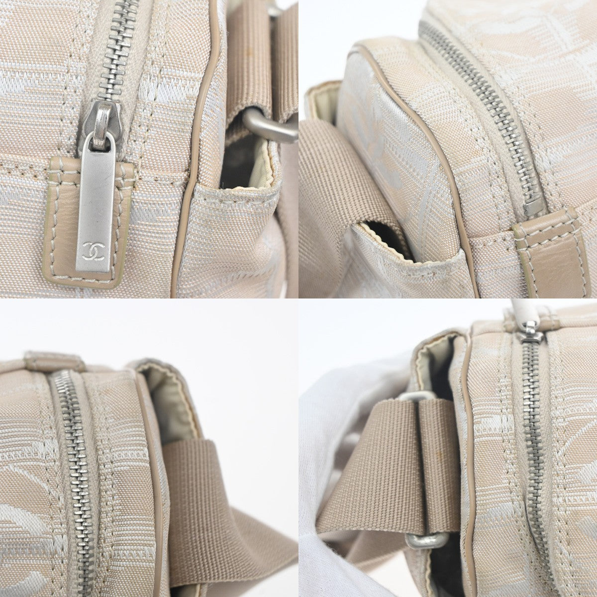 CHANEL CC New Travel Line Shoulder Bag Jacquard Canvas Leather BE SHW 62MA443