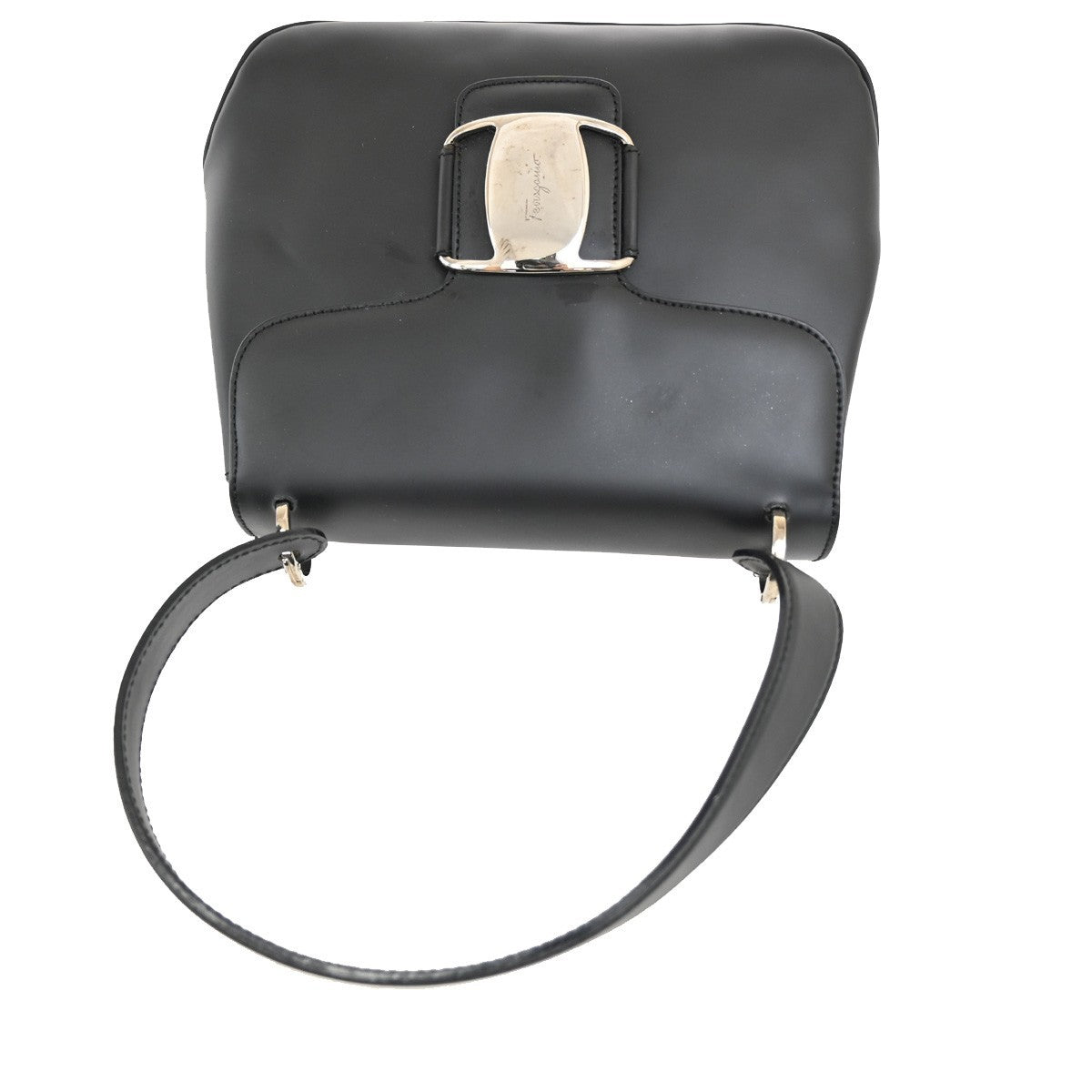 SALVATORE FERRAGAMO Logo Vara Shoulder Hand Bag PVC Black 07KB745