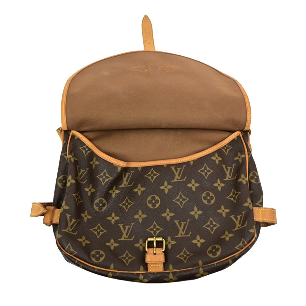 LOUIS VUITTON Logo Saumur 30 Shoulder Bag Monogram Leather Brown M42256 87YJ234