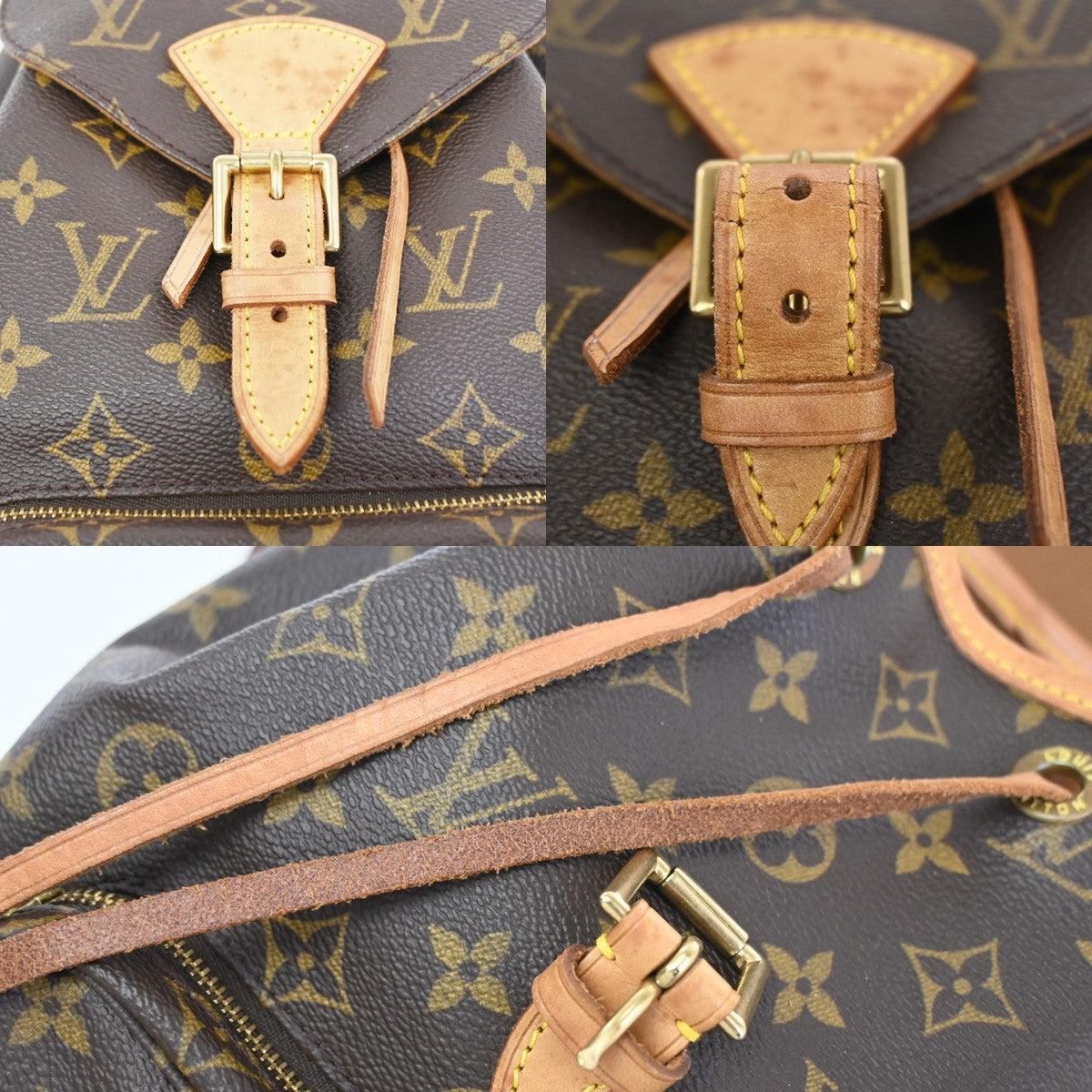 LOUIS VUITTON Montsouris MM Backpack Bag Monogram Leather Brown M51136 77AA208