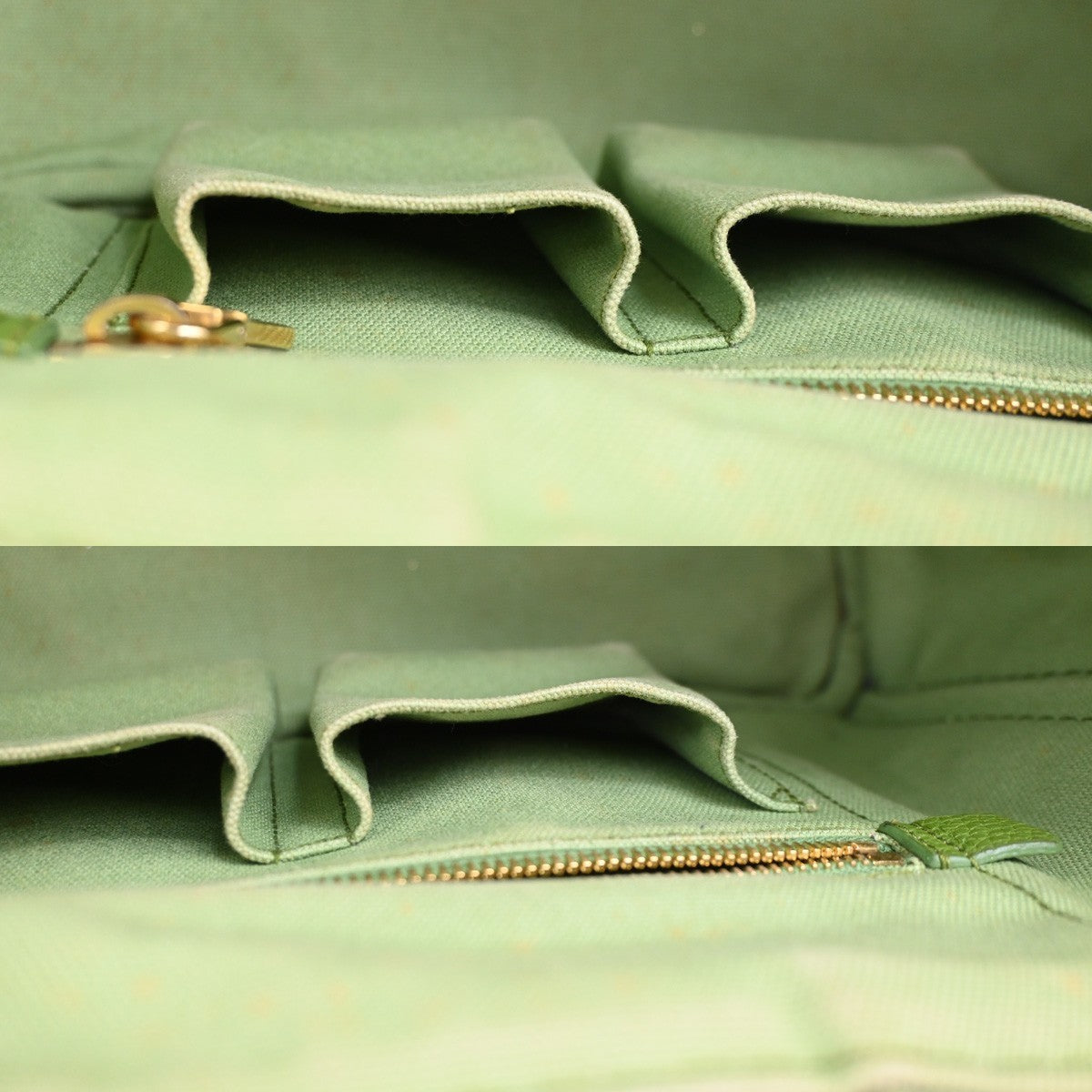 PRADA Milano Logo CANAPA Tote Hand Bag Denim Leather Green Gold Italy 32CA995