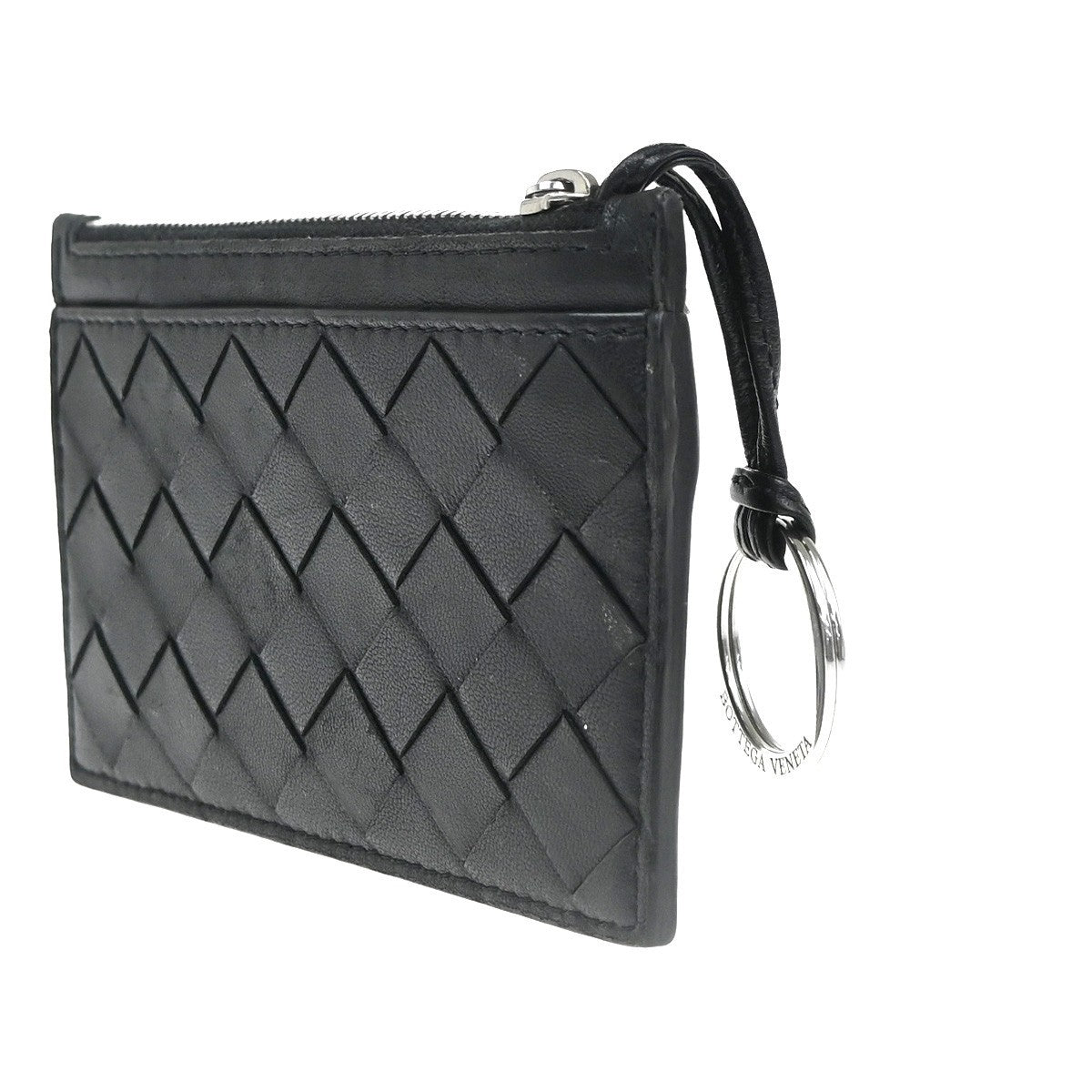 BOTTEGA VENETA Logo Intrecciato Coin Case Wallet Leather Black Italy 65KC669