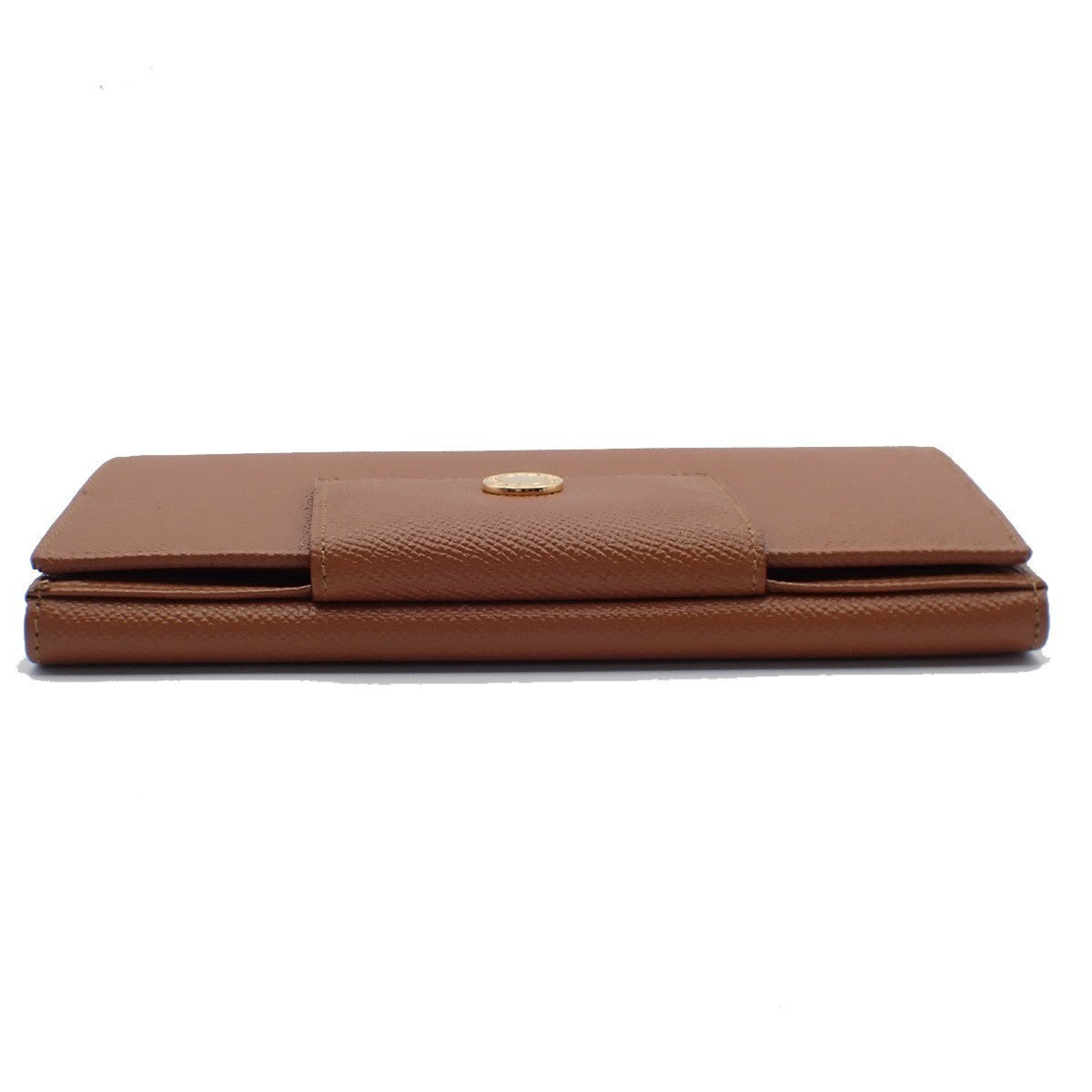 BVLGARI Logo Trifold Long Wallet Purse Leather Brown GHW Italy 04RL557
