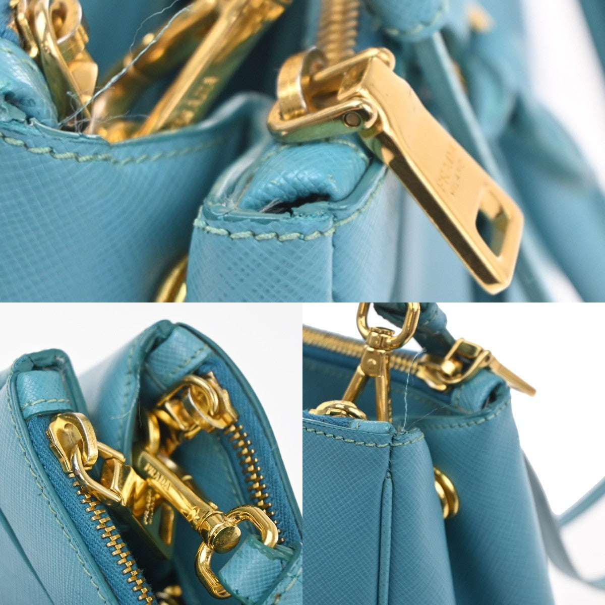 PRADA Galleria 2way Shoulder Hand Bag Saffiano Leather Blue Italy GHW 12KC931