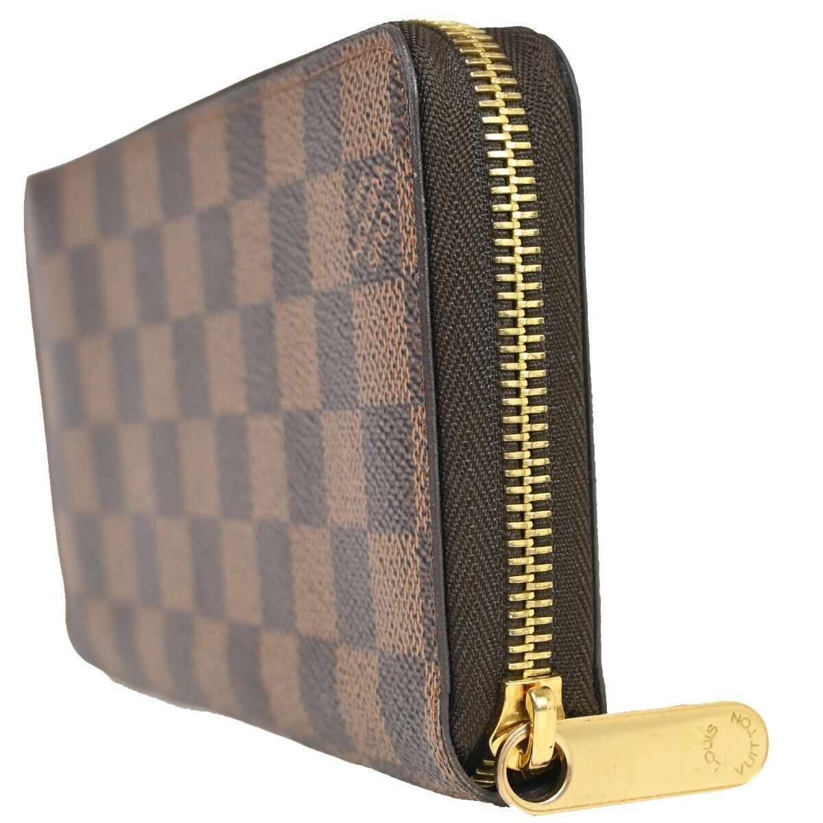 LOUIS VUITTON Zippy Wallet Long Bifold Purse Damier Leather Brown N60015 21RJ315