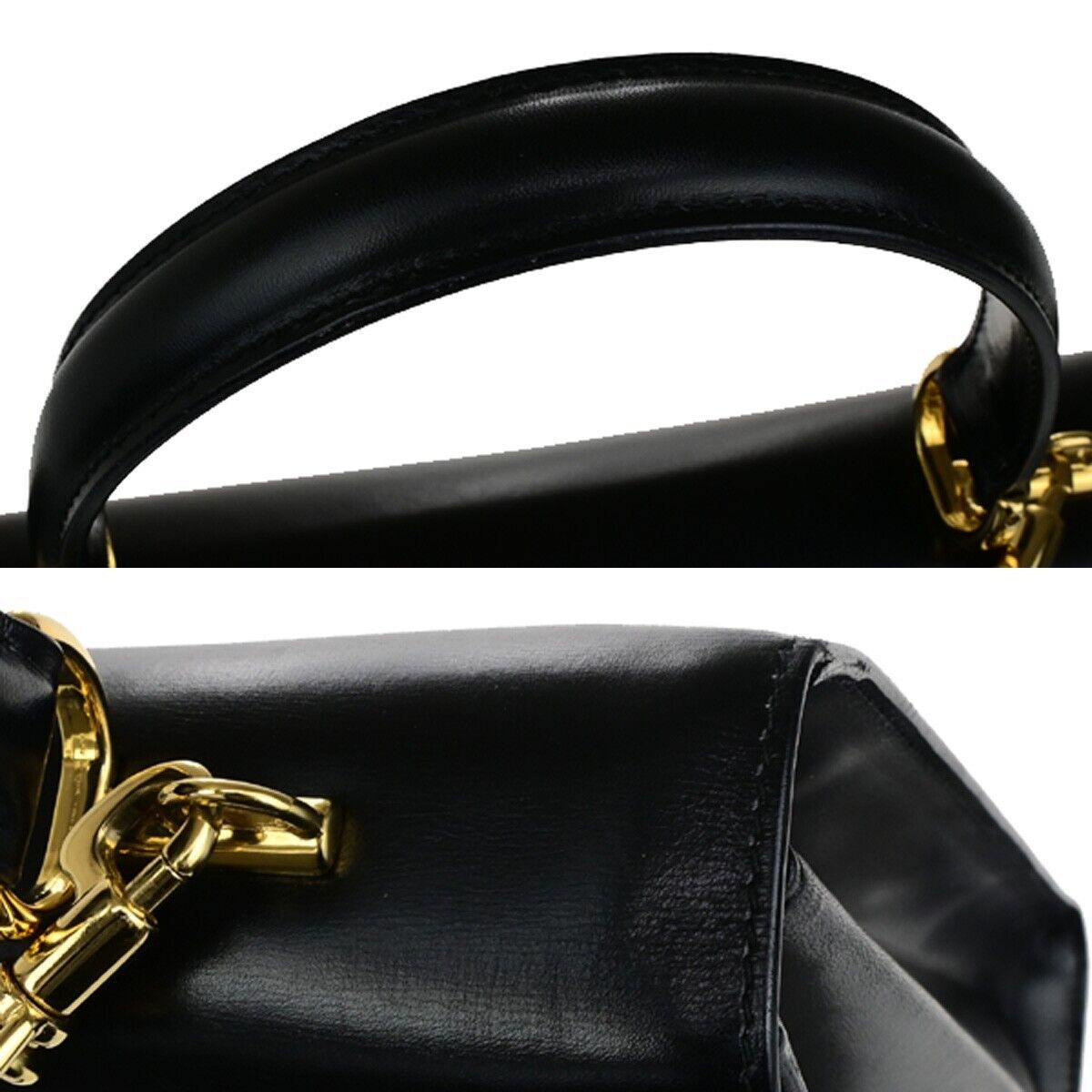 GUCCI Logo Lady Lock 2Way Shoulder Hand Bag Leather Black GHW Italy 70RK764
