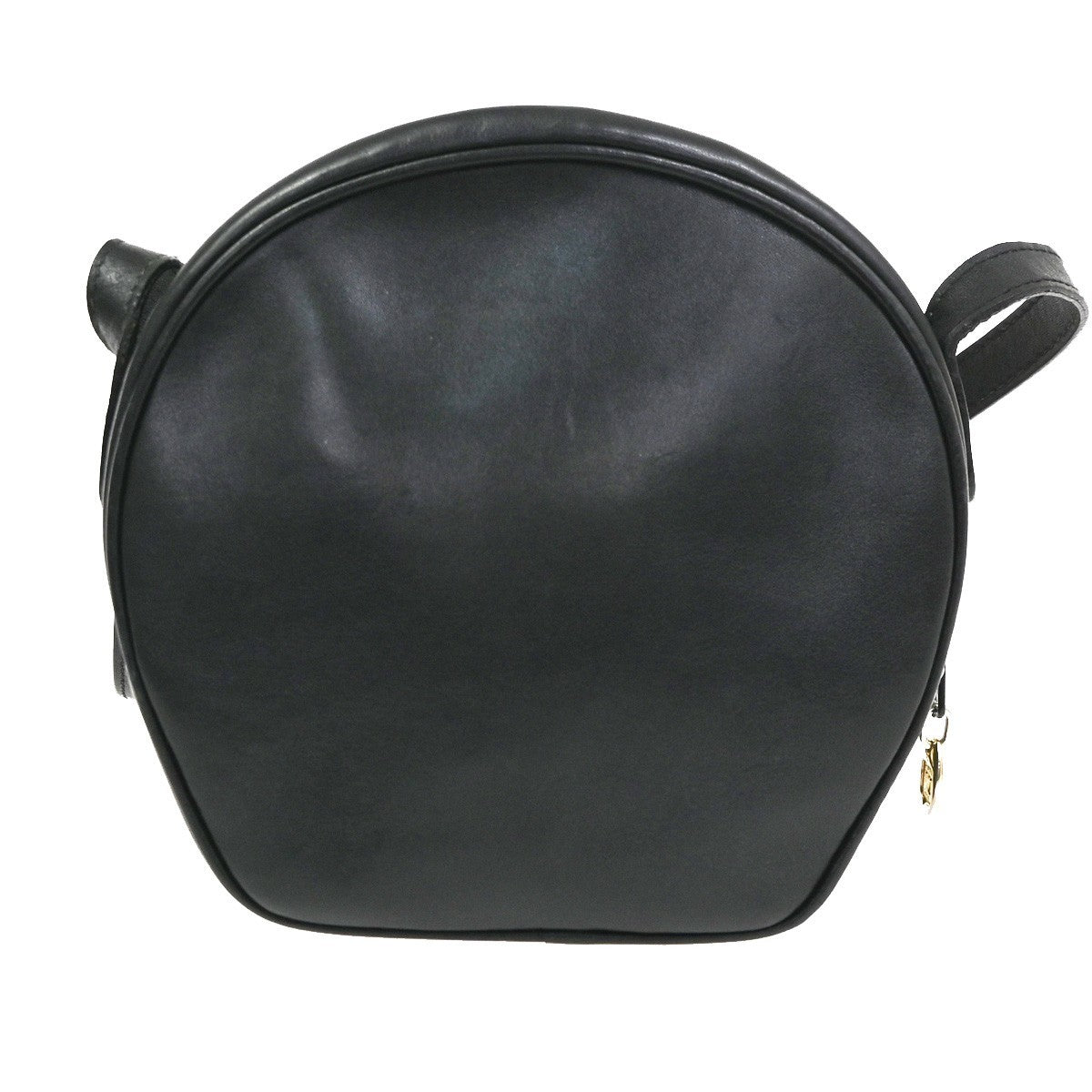 CELINE Ring Logo Crossbody Shoulder Bag Leather Black Italy GHW 38KC888