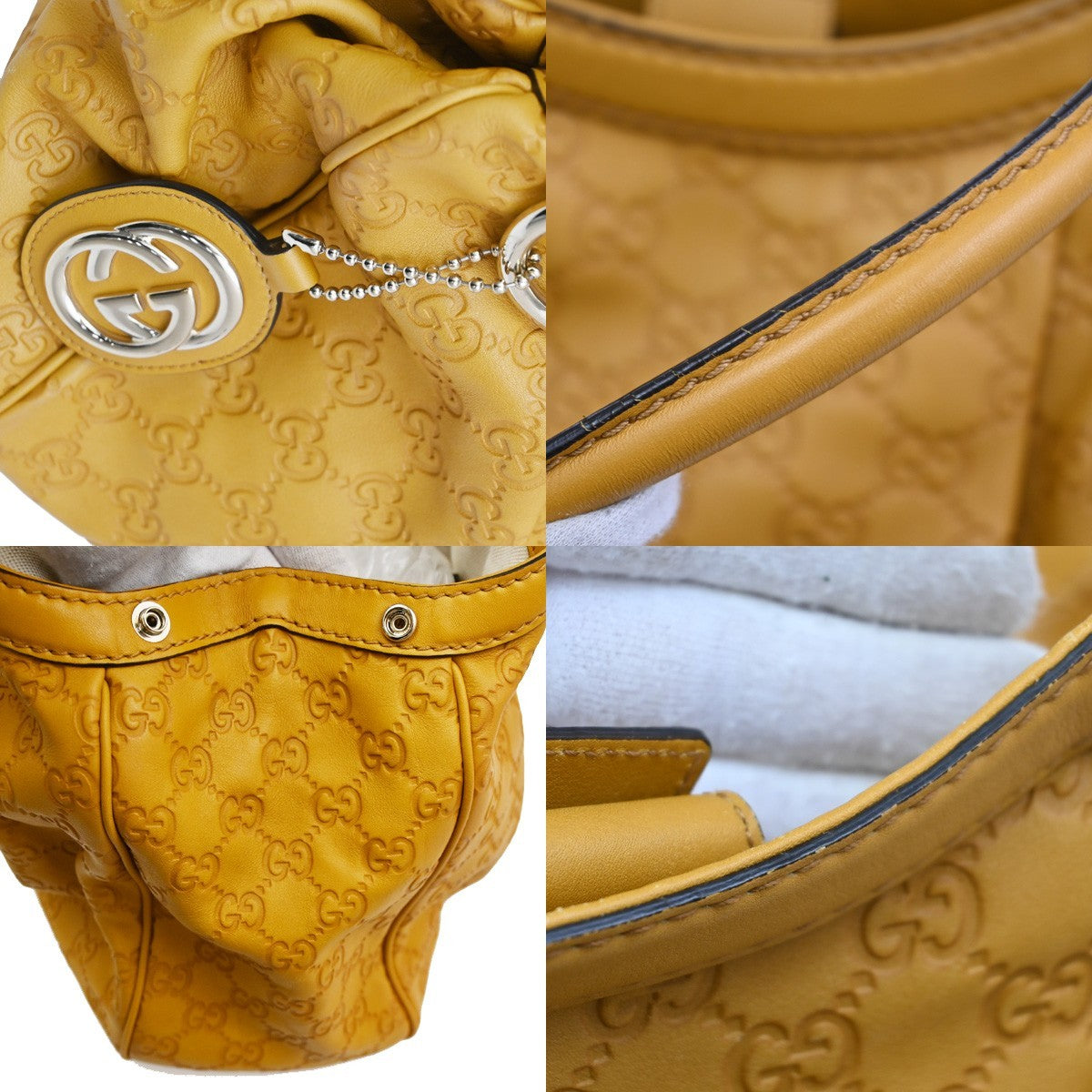 GUCCI GG Sukey Charm Hand Tote Bag Leather Yellow GHW 493492 85TA113