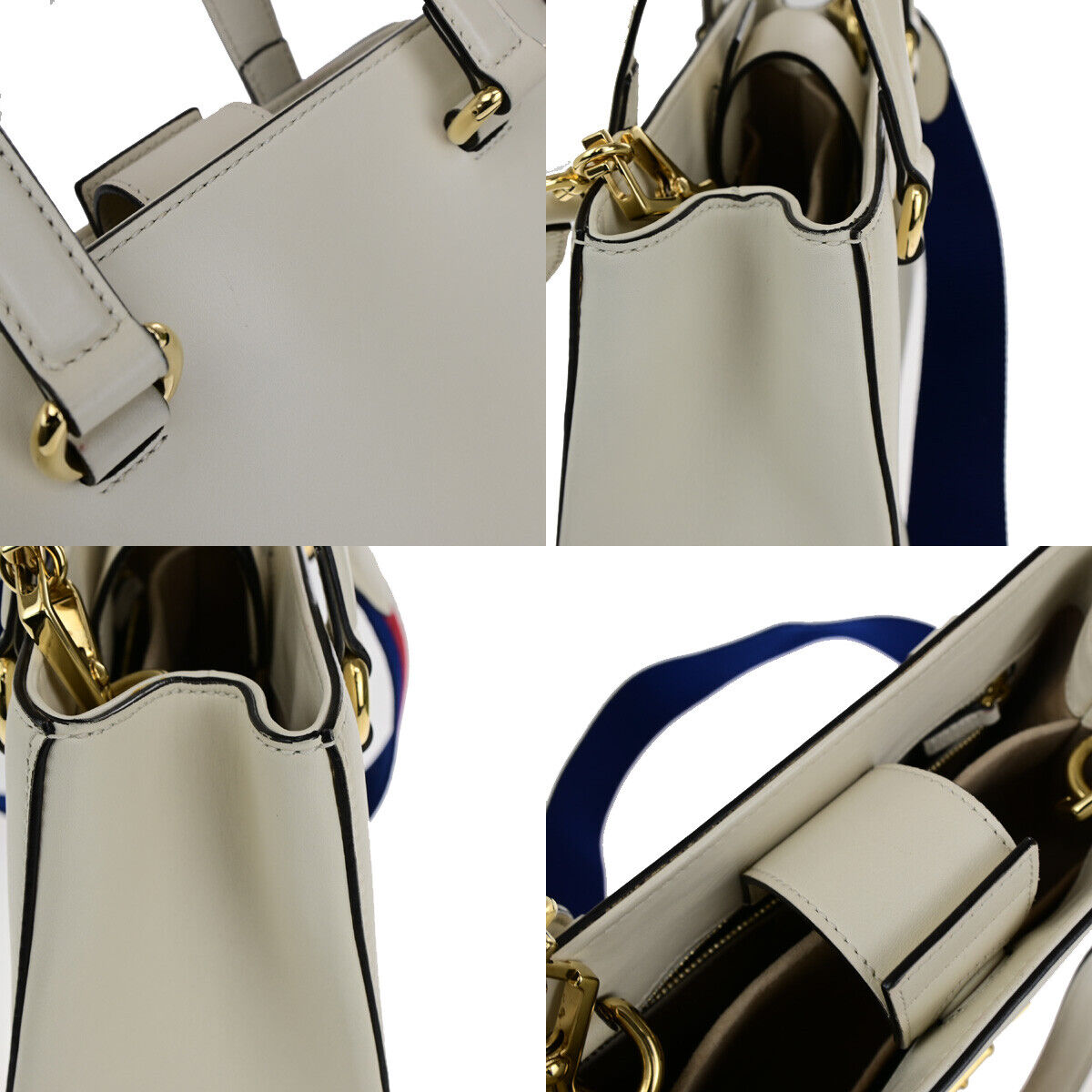 GUCCI Logo Sylvie Sherry 2 Way Shoulder Hand Bag Leather White GHW Italy 21YG624