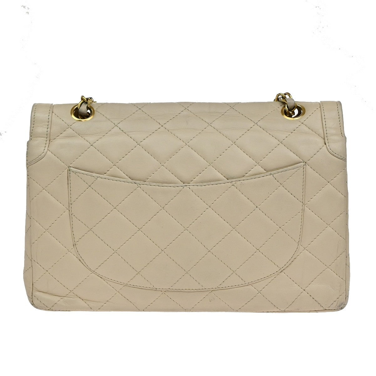 CHANEL CC Double Flap Paris Matelasse Chain Shoulder Bag Beige France 675RF822