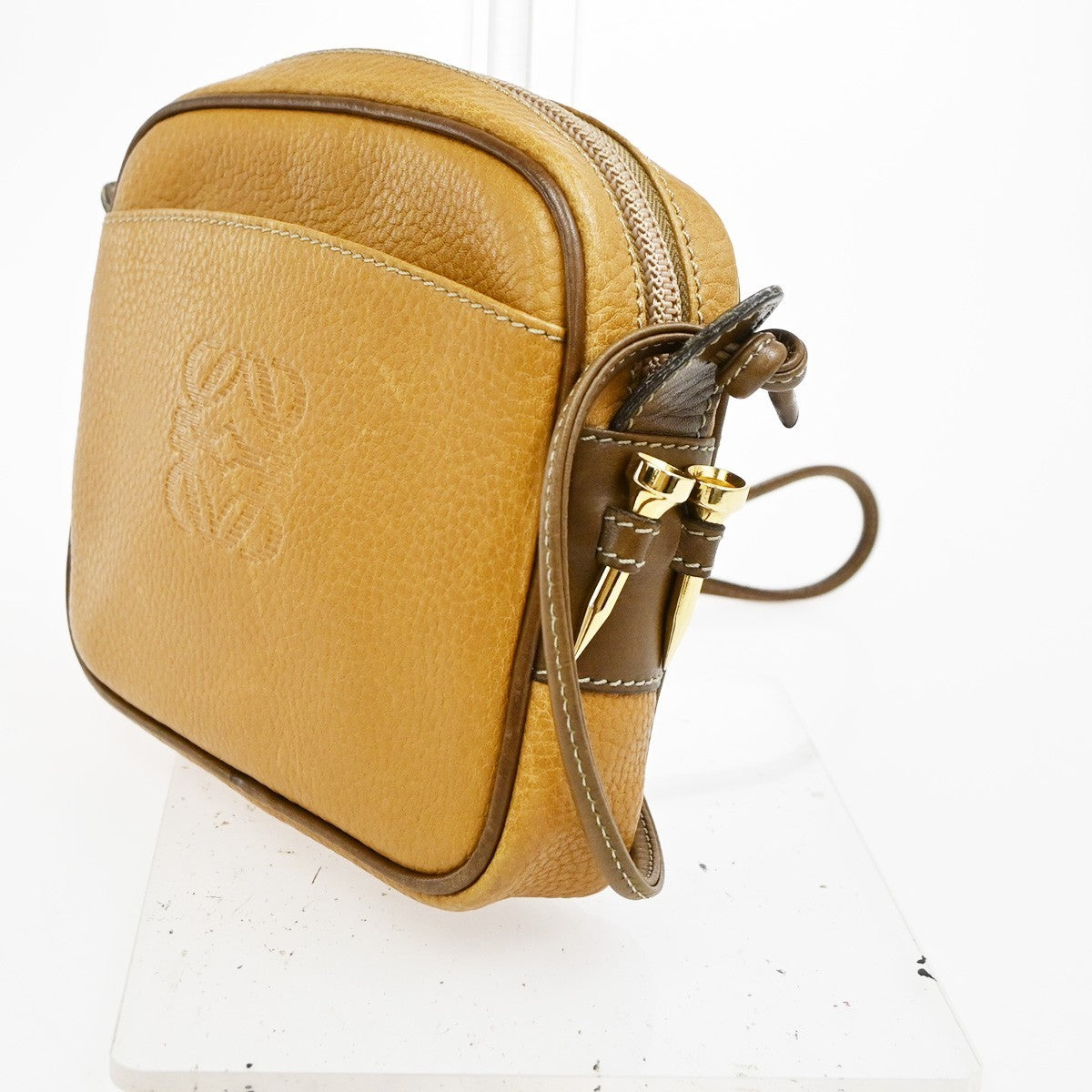 LOEWE Logo Anagram Shoulder Bag Leather Brown GHW Spain 80TA678