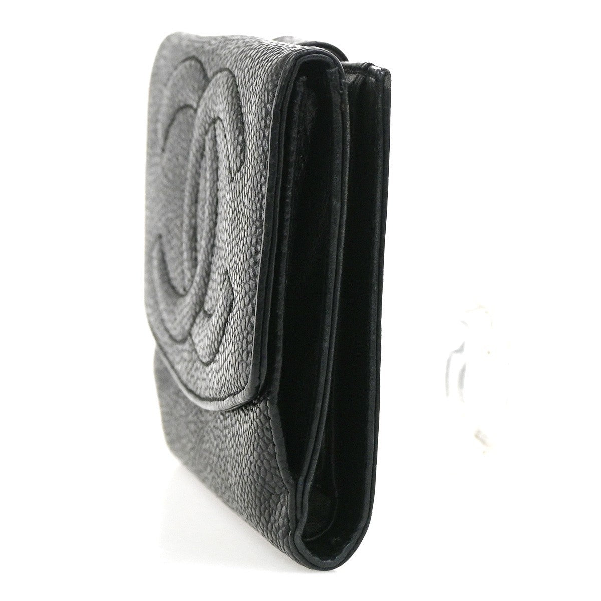 CHANEL CC Bifold Wallet Purse Grained Calfskin Leather BK Italy Vintage 39YJ020