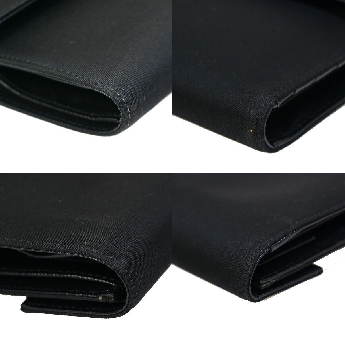 PRADA MILANO Logo Tessuto Trifold Wallet Purse Nylon Leather Black Italy 33RJ859