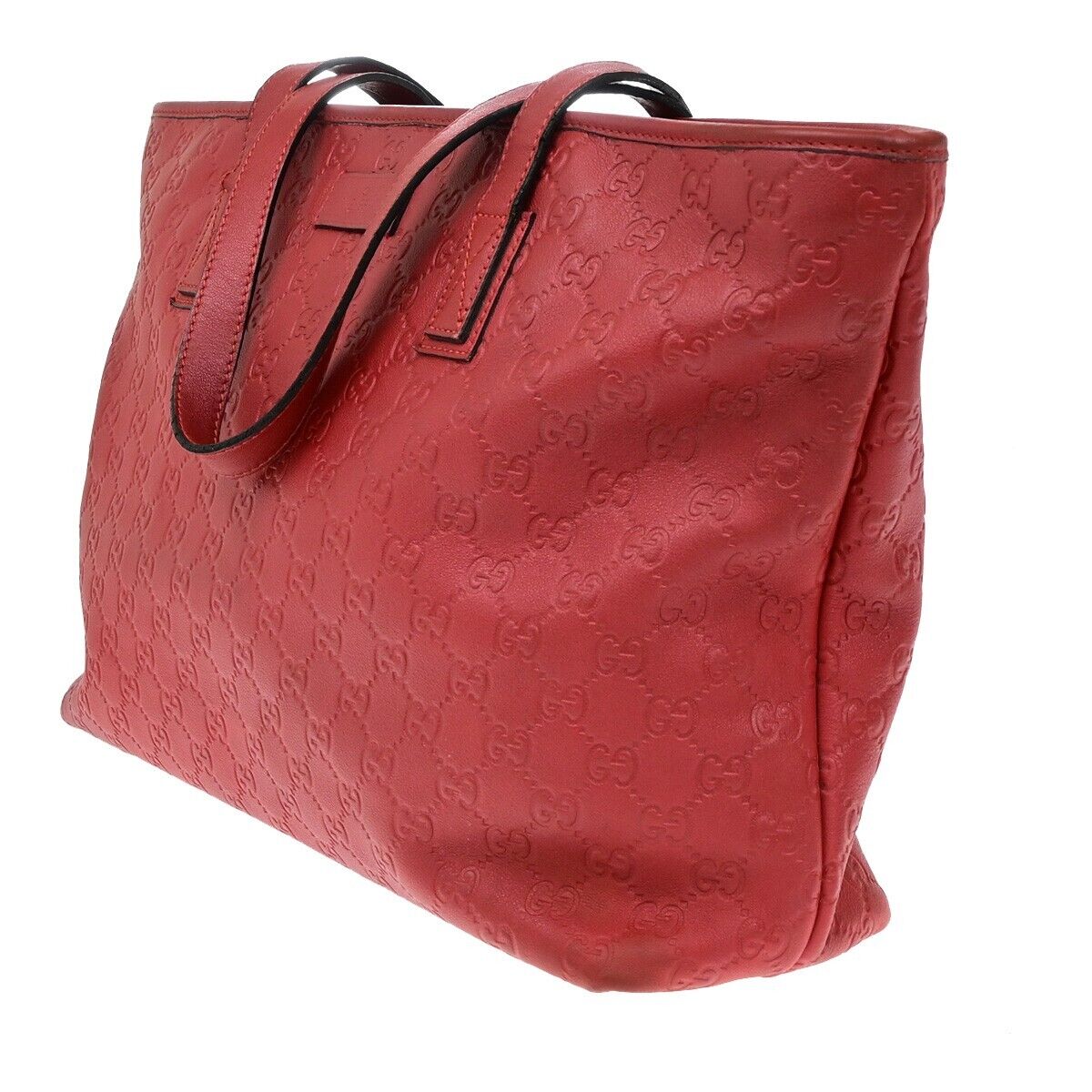 GUCCI Logo Guccissima GG Pattern Shoulder Tote  Bag Leather Red GHW 87ED994