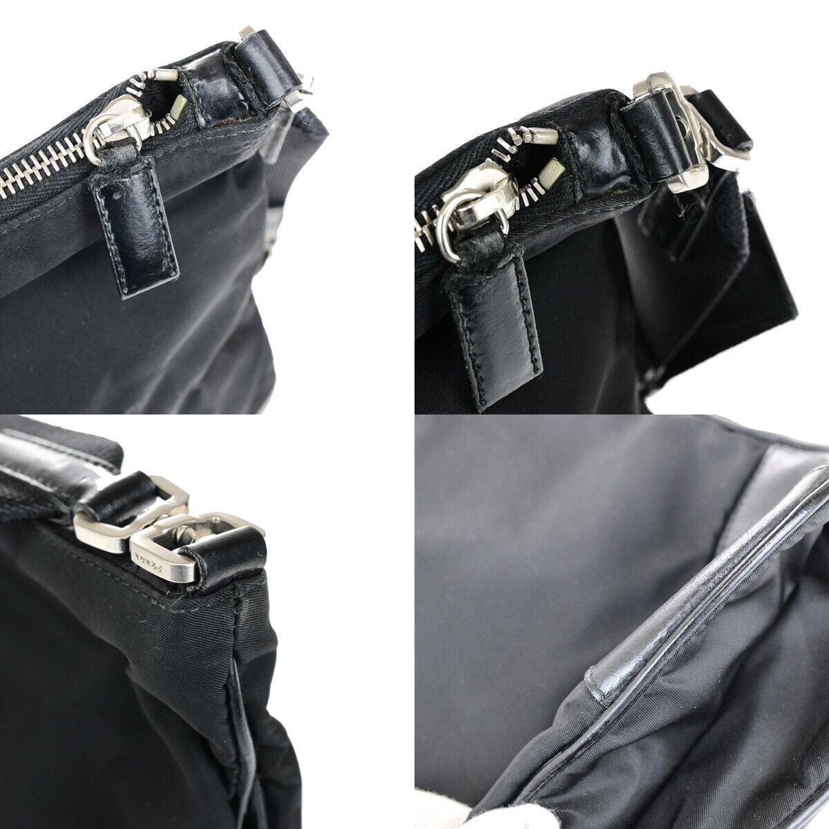 PRADA Logo Tessuto Crossbody Shoulder Bag Nylon Leather Black SHW Italy 67YG497