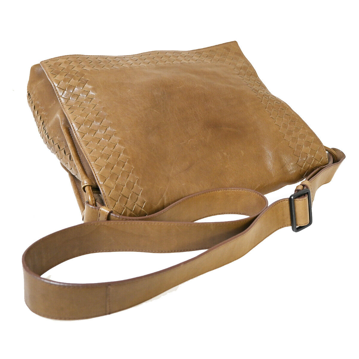 BOTTEGA VENETA Logo Intrecciato Shoulder Bag Leather Brown Italy 30YE318