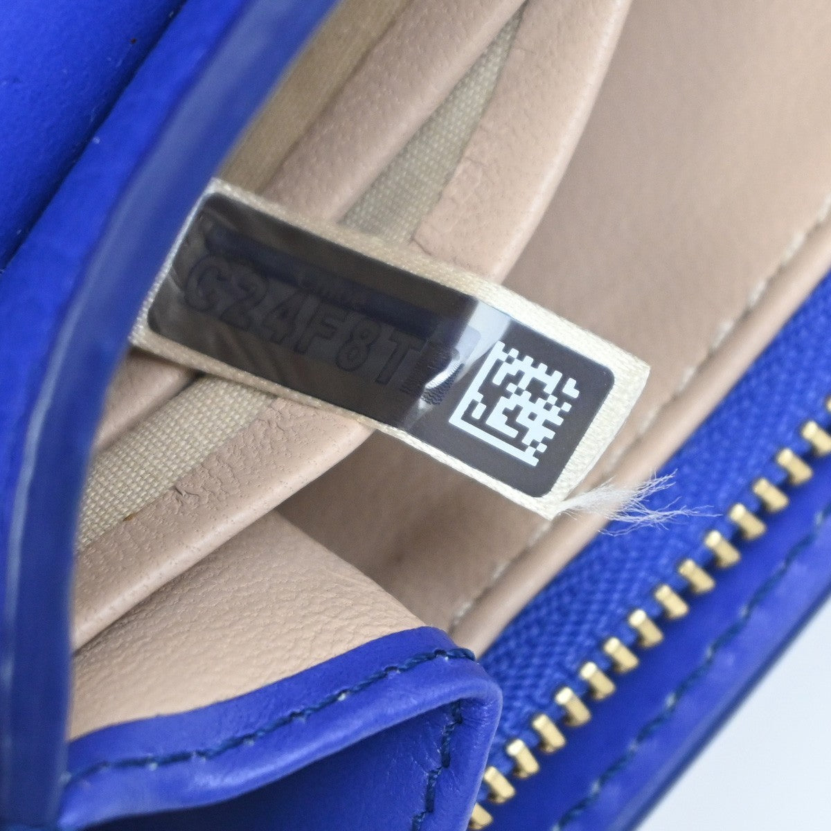 CHLOE Logo Chain Shoulder Bifold Long Wallet Leather Blue GHW Spain 64MA495