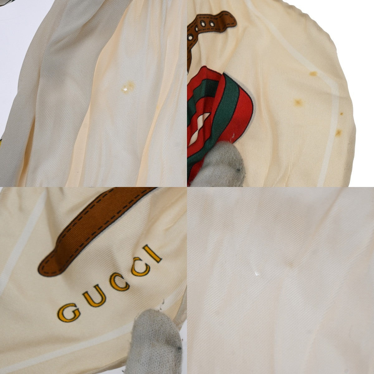 GUCCI Logo GG Pattern Positano Scarf Shoulder Bag Leather Gole GHW Italy 79YJ136